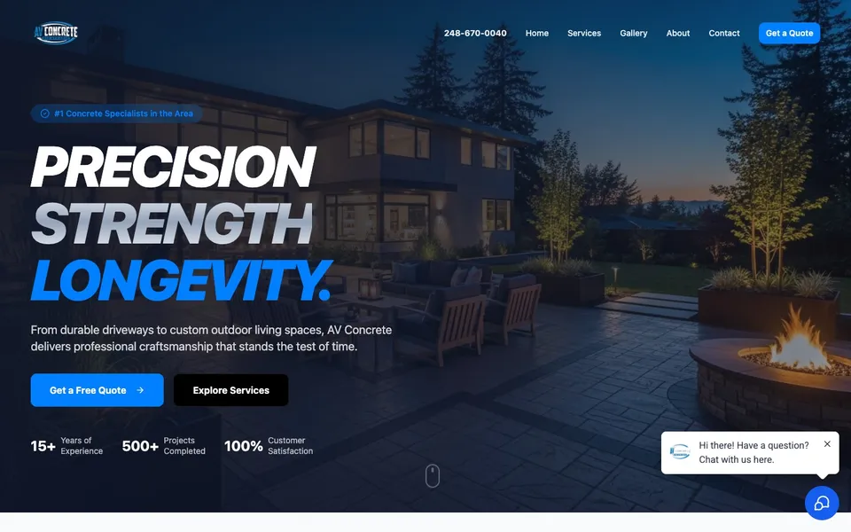 AV Concrete homepage