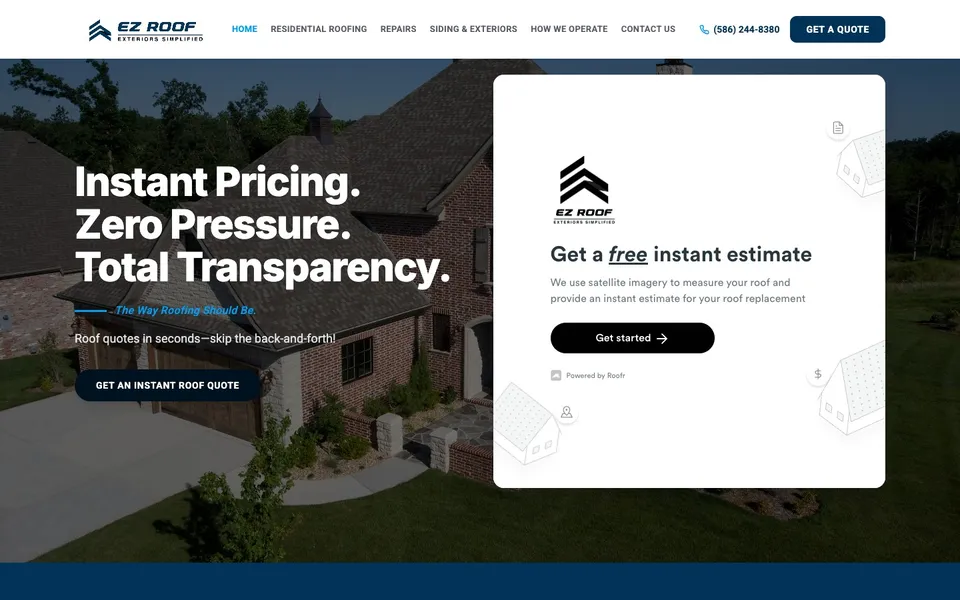 EZ Roof homepage